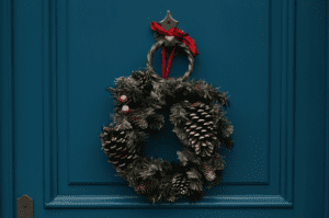decorative wreath on a door
